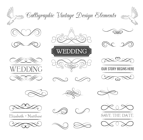 Download Swirls Elements Svg Ornate Frames Calligraphic Vintage Etsy