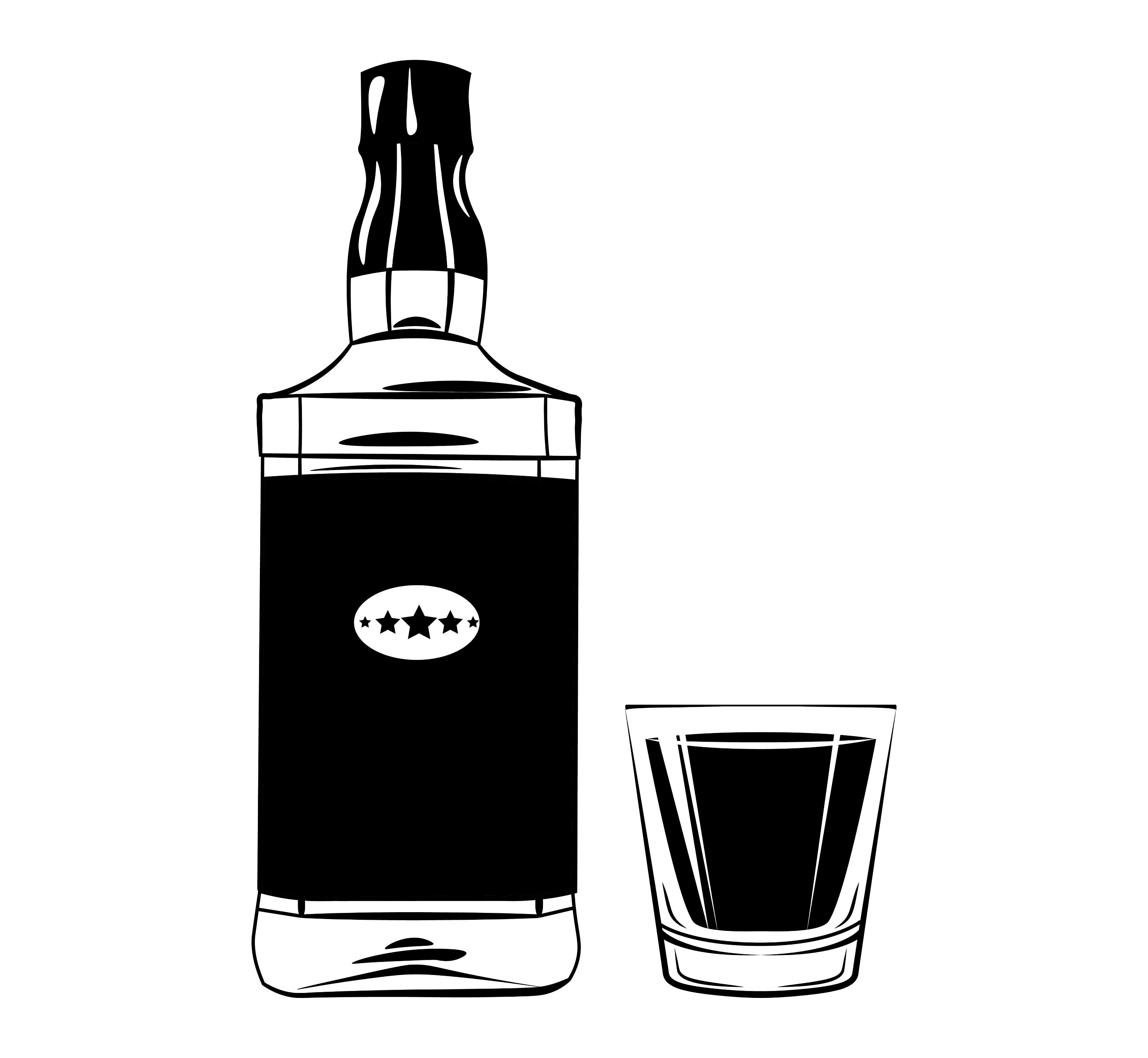 Bottle and glass SVG Alcohol drink icon Menu design Etsy