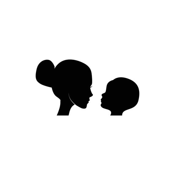 Download Mothers Day Card Svg Silhouettes Of The Heads Of Mother And Etsy SVG, PNG, EPS, DXF File