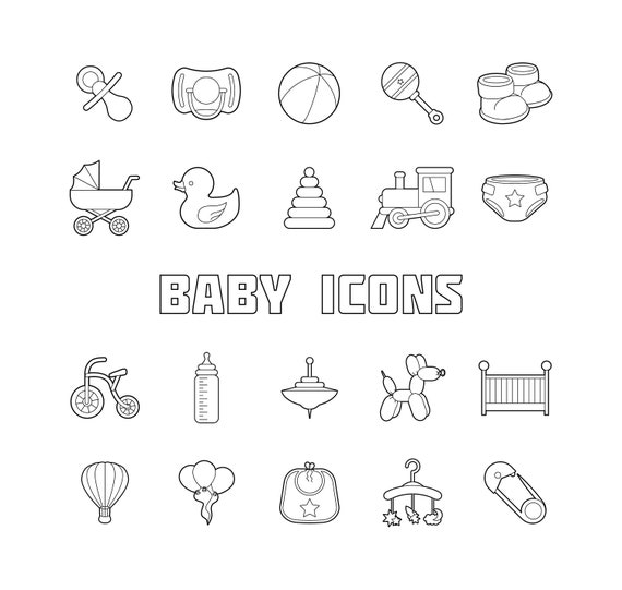 Download Baby Icons Set Svg Baby Carriage Nipple Children S Etsy
