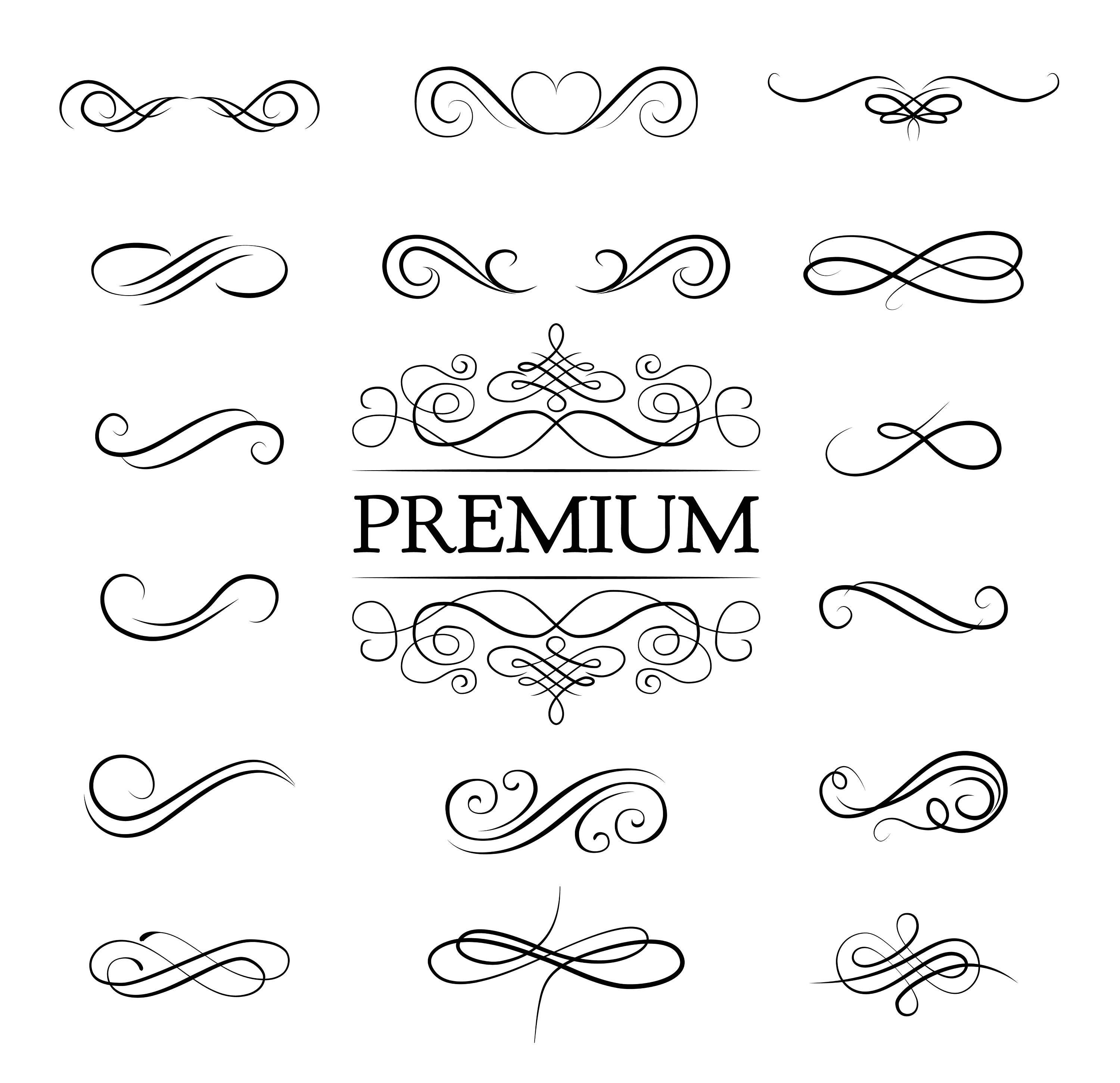 Download Swirl calligraphic set SVG Premium Vector ornament design ...