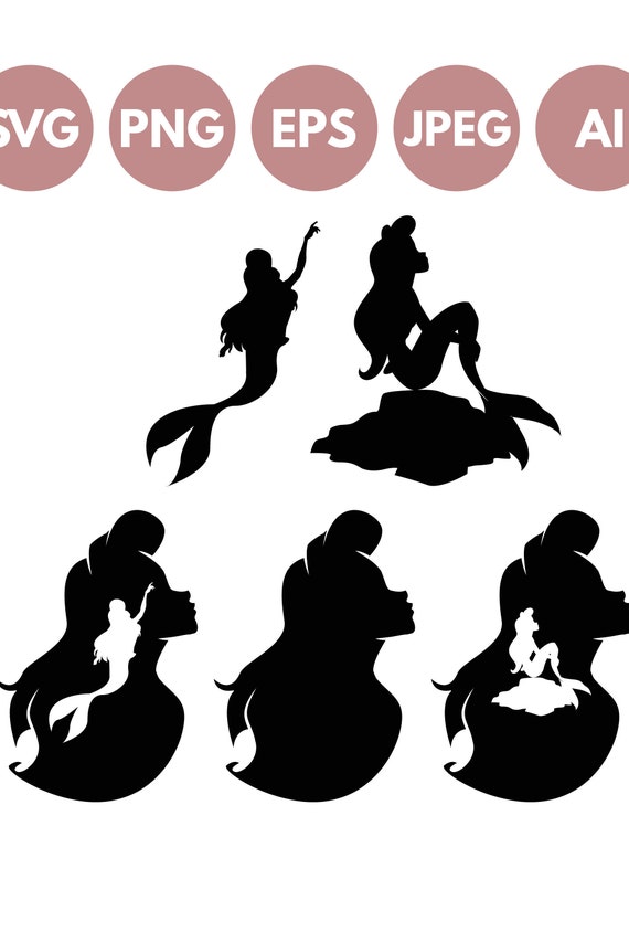 Download Mermaid Silhouette Svg Little Mermaid Disney Bundle Ariel Etsy
