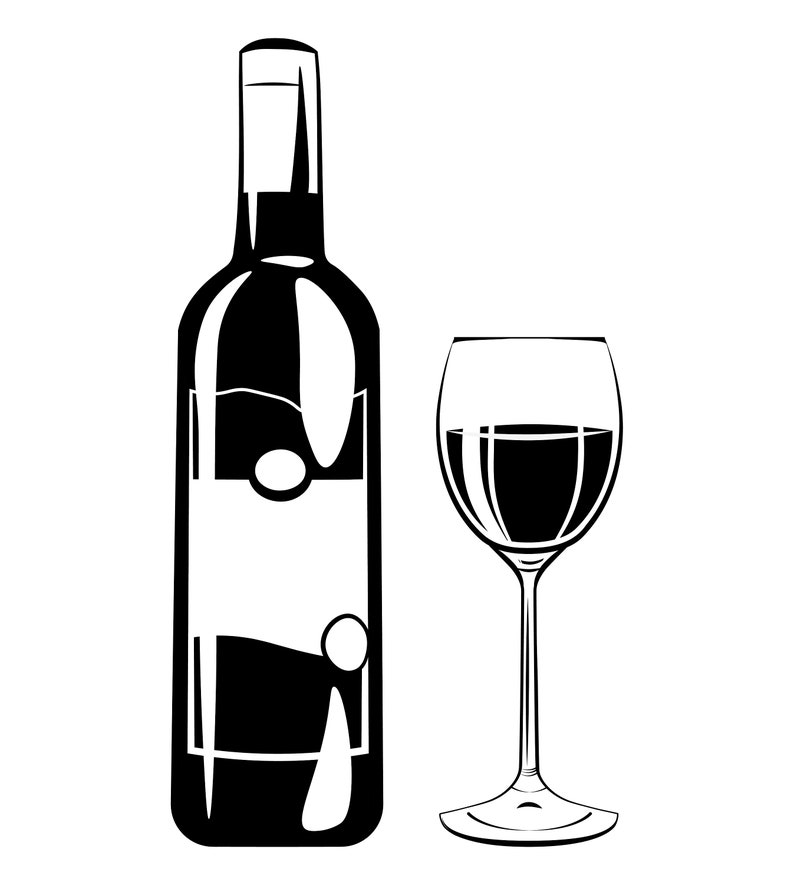 Wein Flasche und Glas SVG Wein Liste Design Etsy