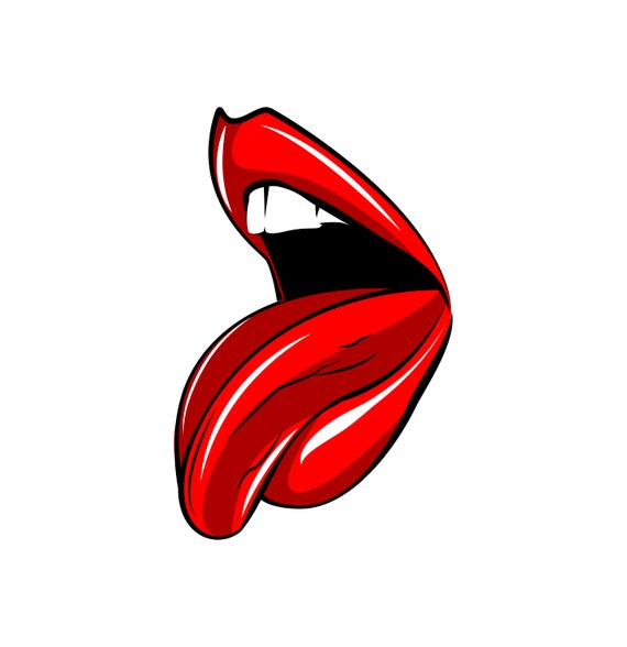 Sexy Lippen Svg Zunge Rote Lippen Mund Offen Weibliche Etsy