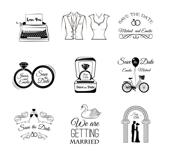 Download Wedding Invitation Set Svg Vintage Design Labels Vector Etsy