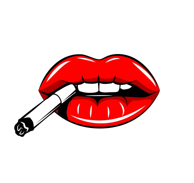 Download Sexy lips with cigarette SVG Smoking Red lips Female | Etsy