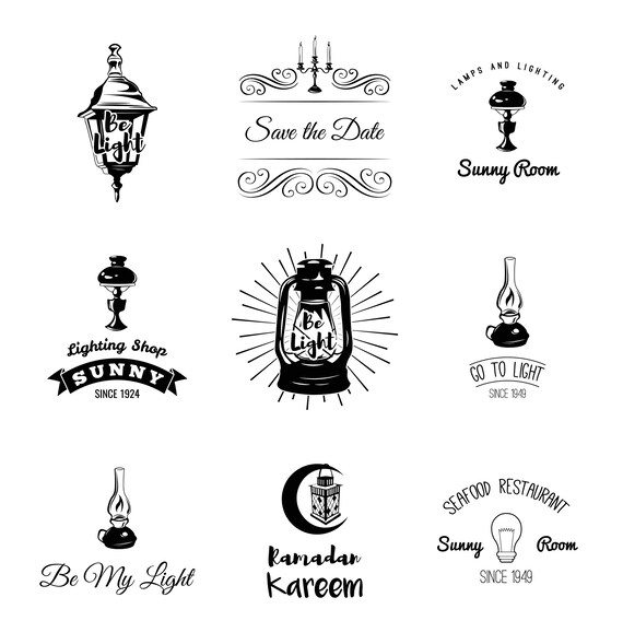 Vintage Symbols Light Bulbs And Lamps Set Svg Antique Lamps Etsy