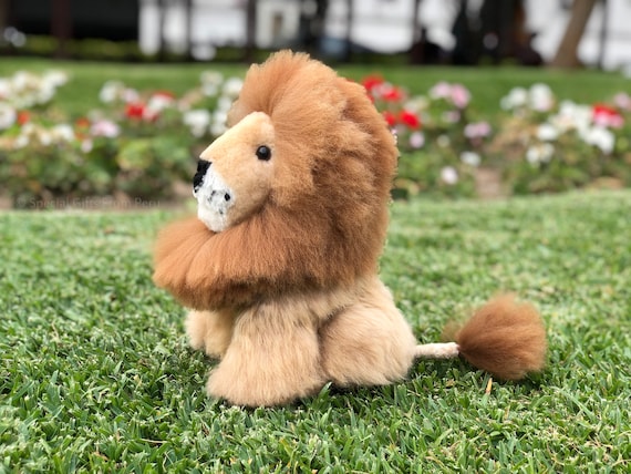 Alpaca Soft Toy Stuffed Animal Lion Peruvian Gift Handmade Alpaca Fur Lion