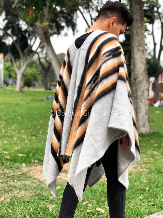 Adult Alpaca Wool Poncho V Style