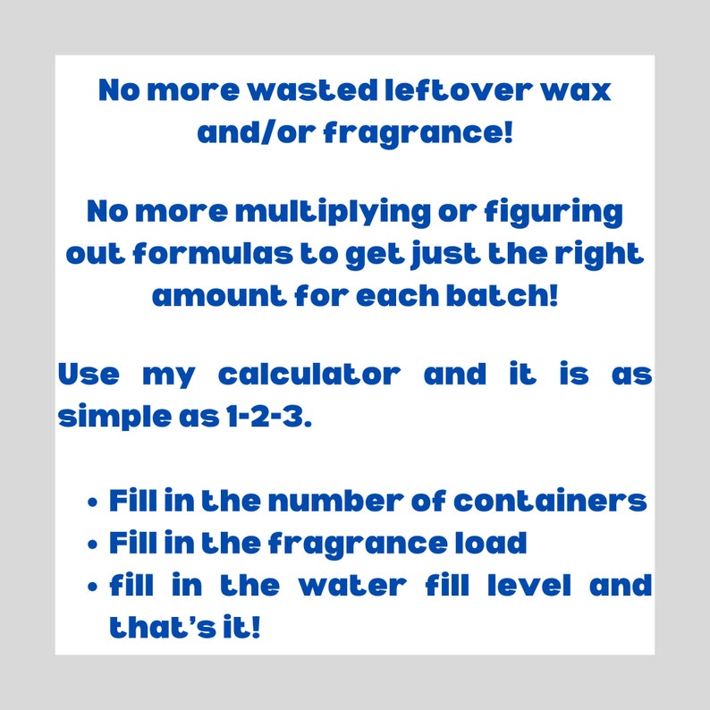 Simple Wax and Fragrance Calculator for Candlemakers Candle Spreadsheet
