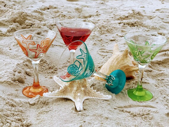 Shell Starfish Martini Glass in Beach Decor 1 Each