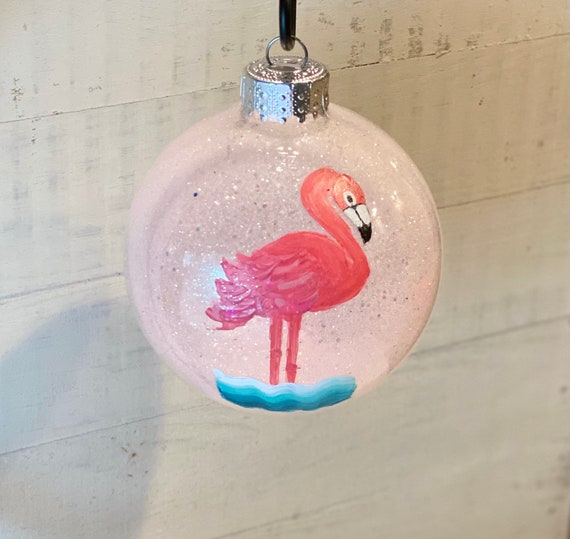 Personalized Hand Painted Flamingo Art Ornament | Etsy