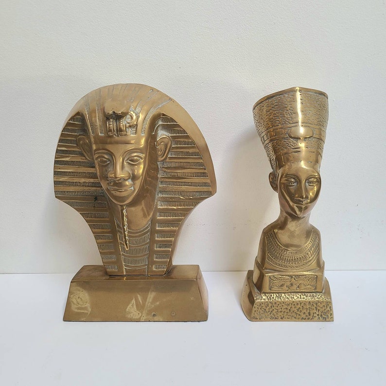 Large brass Egyptian busts brass art Pharoah bust Etsy