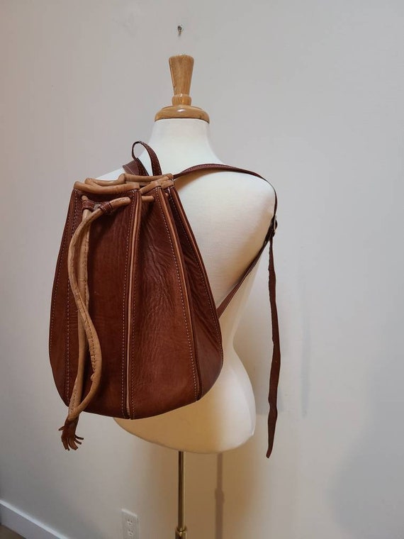 Leather bucket backpack pack leather satchel leath