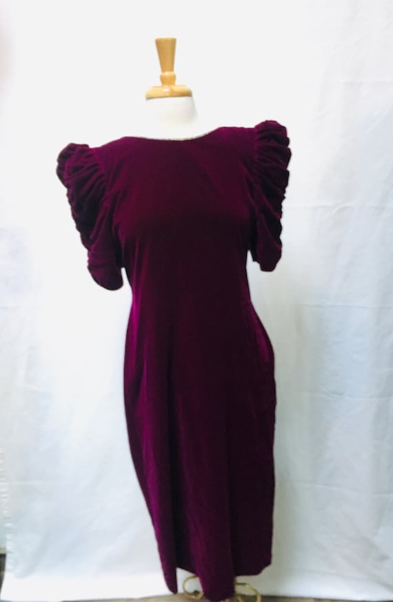 Vintage formal dress 1980 puff sleeves