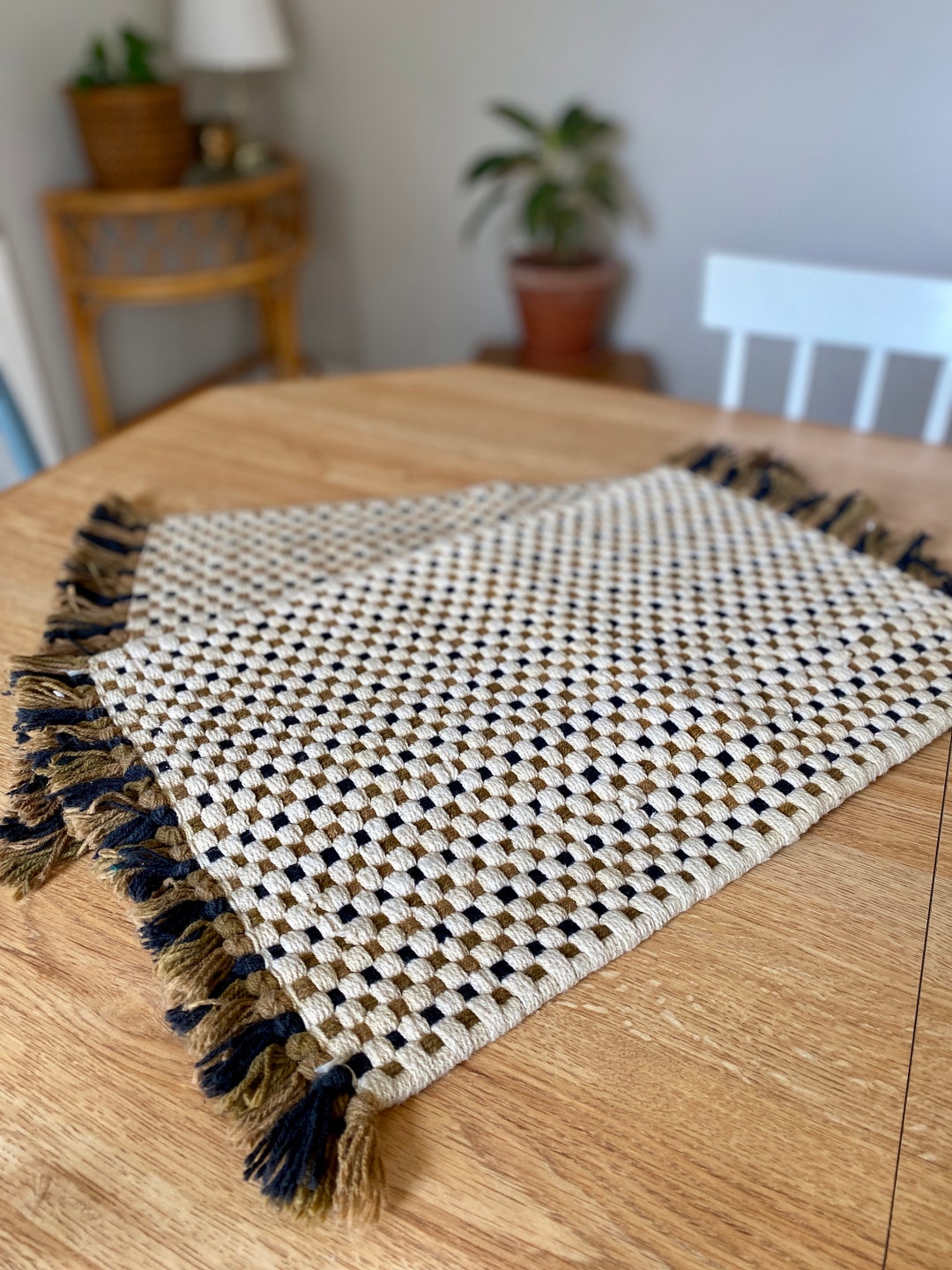Vintage Handwoven Neutral Placemats Set of 2 21x12 Inches Etsy