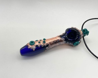 Gemstone Glass Pipe Octo Pendy Necklace Genuine Opal Plated Copper Jay Thomas Collab Heady Art Piece