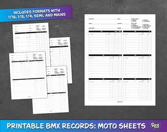 BMX Records Book Add On: Moto Sheets – Printable Download