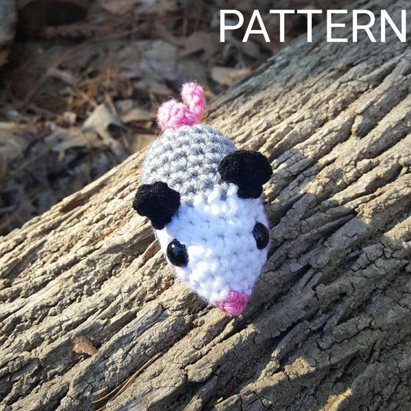 Crochet Pattern: Baby Opossum Amigurumi Plushie - Mini Possum Plush Toy Pattern- PDF File