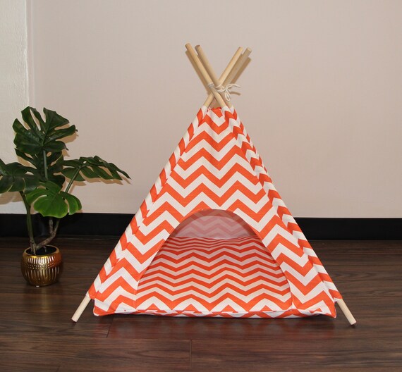 Orange Chevron Dog Teepee Pet TeePee Puppy Teepee Cat Etsy
