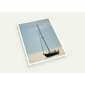 Velero en blanco mar náutico océano Paquete de 10 tarjetas de felicitación (sobres estándar) (EE. UU. y CA)