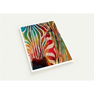 Zèbre sauvage, arc-en-ciel, afrique, safari, safari, aquarelle, lot de 10 cartes de voeux (enveloppes standard) (États-Unis et Californie)