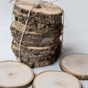 Wood slice wood rounds 10 pieces wooden slices around 8-11 cm for your rustic themed party or photo background wooden circles
