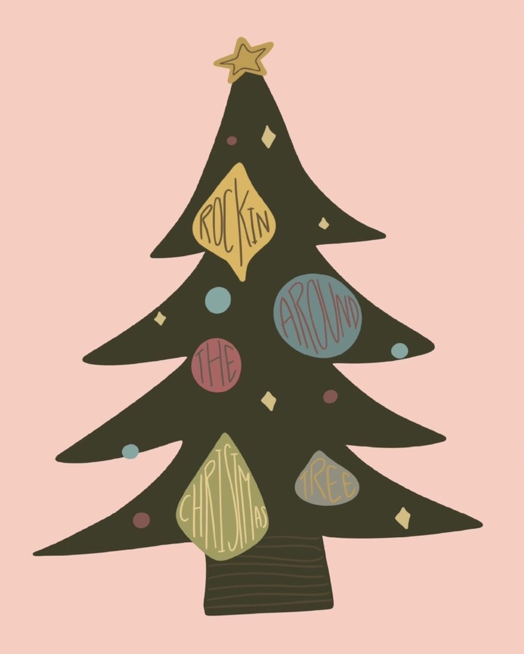 Rockin Around the Christmas Tree Art Print Etsy