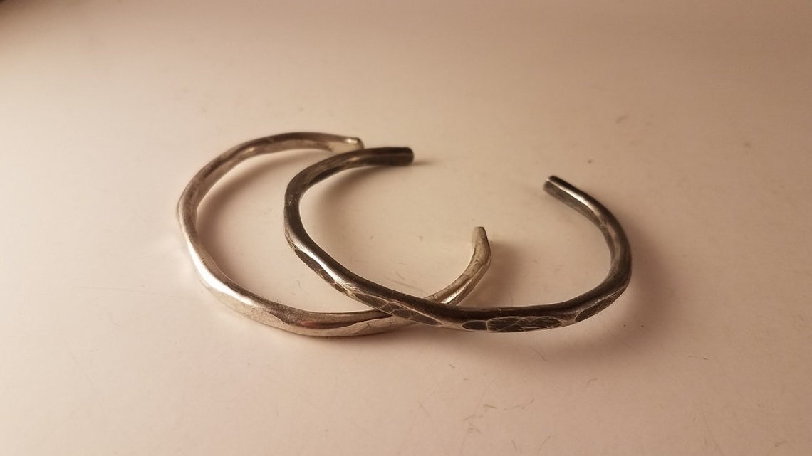 Solid Sterling Silver Cuff Bracelet With or Without Black - Etsy