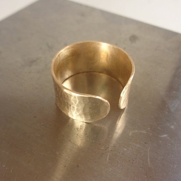 Textured 14k Gold-Filled, Open Band Ring, Wider Version, 3/8 Inch Wide, Made to Order