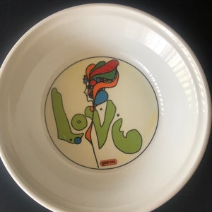 Peter Max Bowl Dish (1) 7 inch by Iroquois  Syracuse, NY 1960s Vintage Pop Art Gift