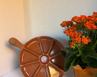 Vintage Mexican Pottery Handled Tray Sectioned