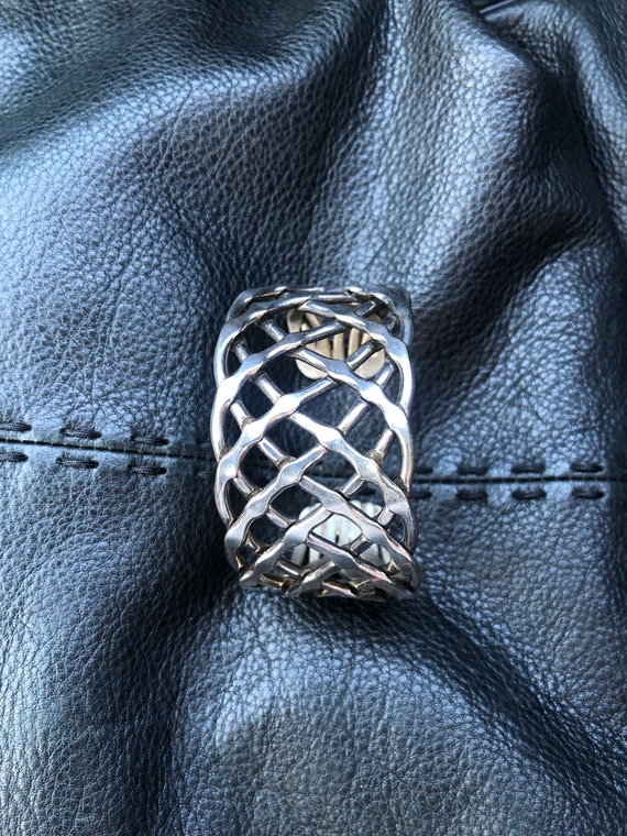 Twisted Silver Metal Vintage Cuff Bracelet - image 3