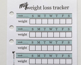 Printed Weight Loss Planner Inserts  personal size. Explore Now!