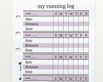 Printed Running Tracker Inserts Personal size
