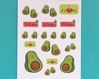 Avocado Stickers for Planner or Bullet Journal /  Kiss Cut Sticker Sheet / Scrapbooking Stickers / Planner Embellishments