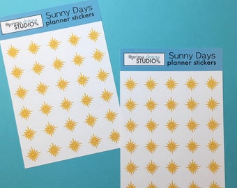 2-Pack Sun Stickers for Journal and Planner / Kiss Cut Sticker Sheets