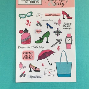 Fashion Stickers for Planner or Bullet Journal /  Kiss Cut Sticker Sheet / Scrapbooking Stickers / Planner Embellishments / Planner Stickers