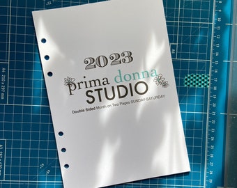 Month on Two Pages / 2023 Jan-Dec Calendar / DOUBLE Sided / Planner Inserts / MO2P / A5 Planner / Monday Start