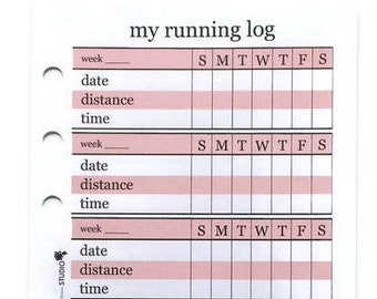 Printed Running Tracker Inserts Personal size