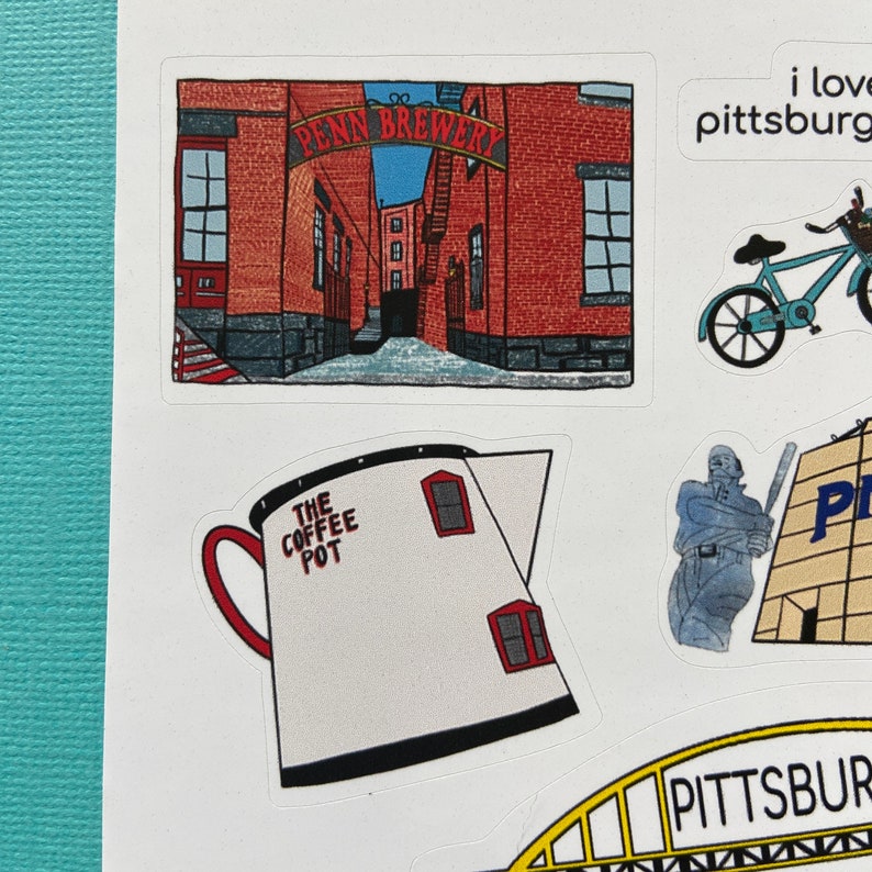 Pittsburgh Stickers / Kiss Cut Sticker Sheet / Scrapbooking Stickers / Planner Embellishments / Stickers image 2