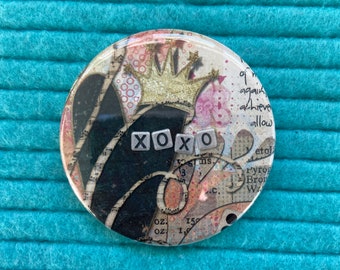 2.25 inch Pocket Mirror, Compact Mirror, Hand Mirror,  Illustration from Recycled Magazine