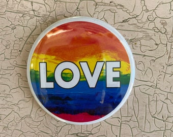 Love Pride Rainbow Magnet, Refrigerator Magnet, 2.25 inch