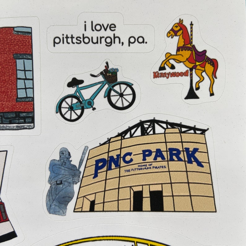 Pittsburgh Stickers / Kiss Cut Sticker Sheet / Scrapbooking Stickers / Planner Embellishments / Stickers image 3