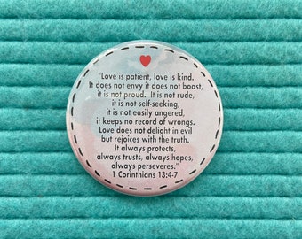 2.25 inch Magnet / Refrigerator Magnet / Love is Patient Love is Kind 1 Corinthians Bible Verse Magnet / Bible Verse Magnet