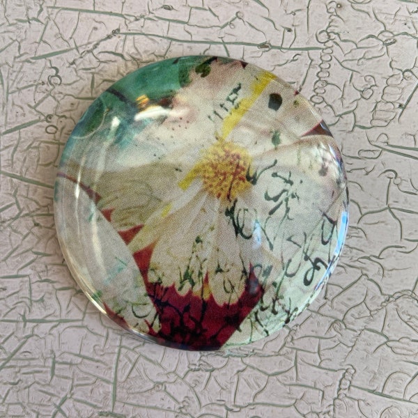 2.25 inch Abstract Flower Pocket Mirror, Compact Mirror, Hand Mirror,  Illustration from Recycled Magazine