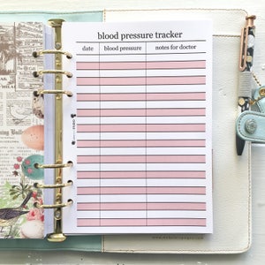 Printed Blood Pressure Tracker Insert / Planner or Diary Insert / Planner Refills / Blood Pressure Diary / A5 Size Planner Insert image 2