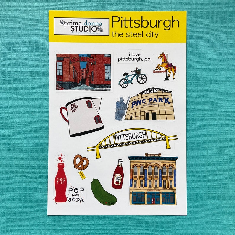Pittsburgh Stickers / Kiss Cut Sticker Sheet / Scrapbooking Stickers / Planner Embellishments / Stickers image 1