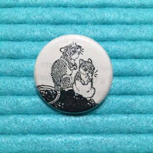 1.25 inch Mice Button Pin / Recycled Book Page Button Pin / Mice Illustration Pin