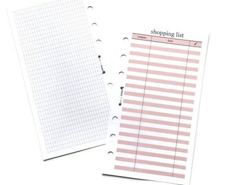 Printed Shopping Lists Inserts Personal Size